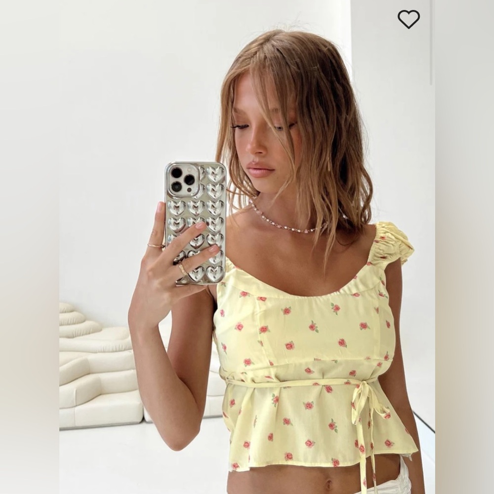 Yellow Princess Polly Floral Puff Sleeve Princess Style Top